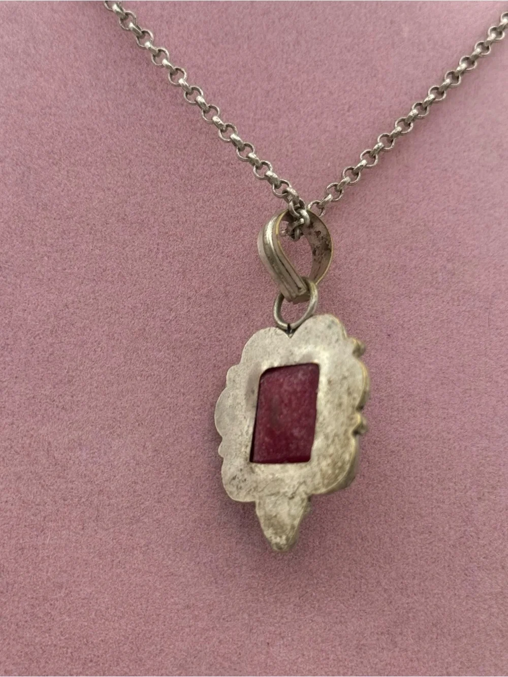 Vintage-Inspired Silver plated  Pendant Necklace with Ruby Stone